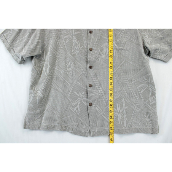 Jamaica Jaxx Button Up 100% Silk Camp Hawaiian Shirt Men L Jade Beach Travel - Picture 3 of 10